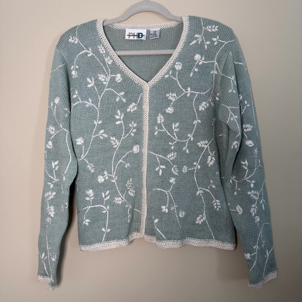 Vintage - Paul Harris Design Embroidered Knit Cardigan